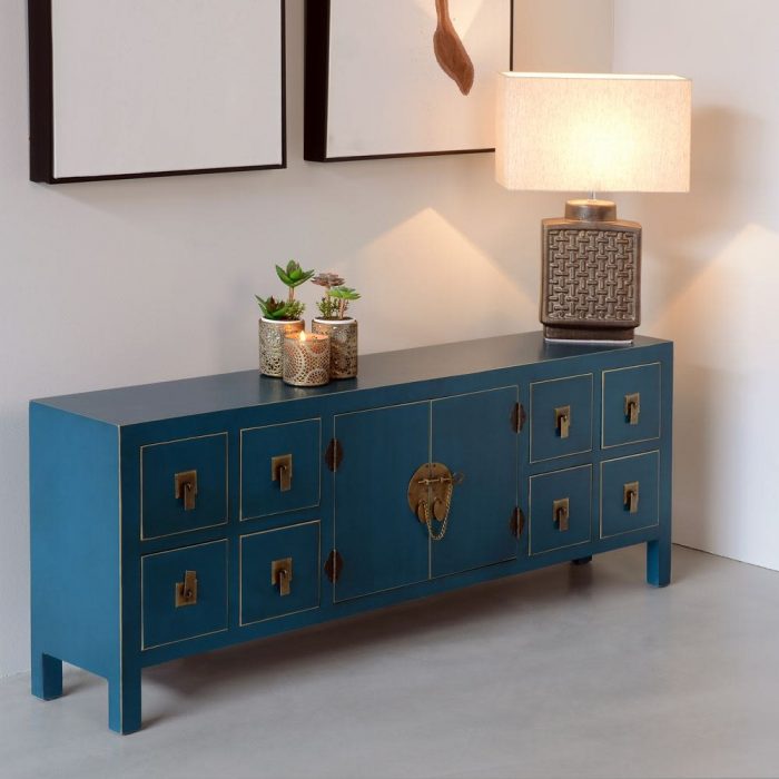 MOBILE 8 CASSETTI AZUL MDF- ''ORIENTE'' 130 X 24 X 50,50 CM