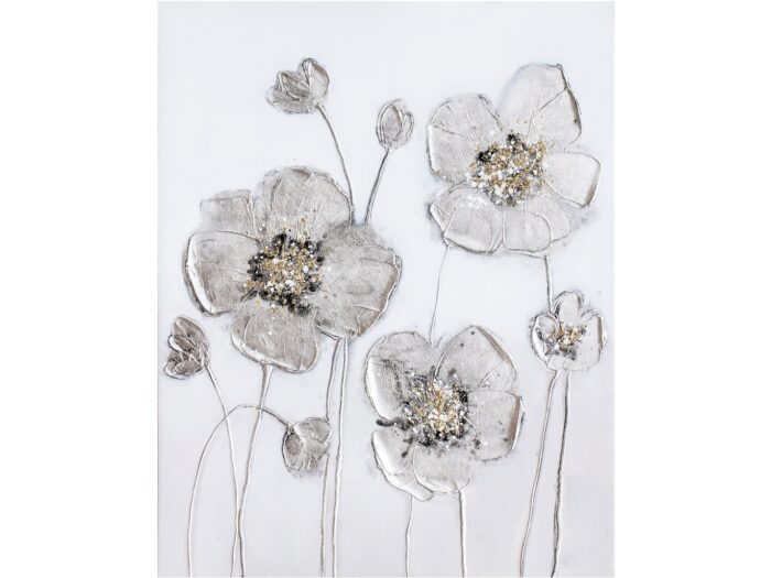 Quadro Silver flowers 1 80×100 Agave Quadri