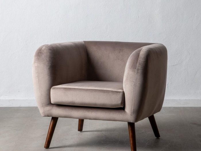 POLTRONA VELLUTO TAUPE OLD 81 X 73 X 70 CM