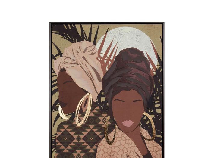 1Q223 QUADRO CON CORNICE STAMPA SERIGRAFICA SU TELA CON APPLICAZIONI E FOGLIA ORO 72x102 L'OCA NERA