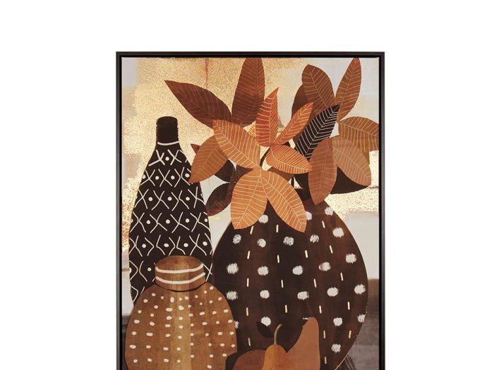 1Q224 QUADRO CON CORNICE STAMPA SERIGRAFICA SU TELA CON APPLICAZIONE FOGLIA ORO 72x102 L'OCA NERA