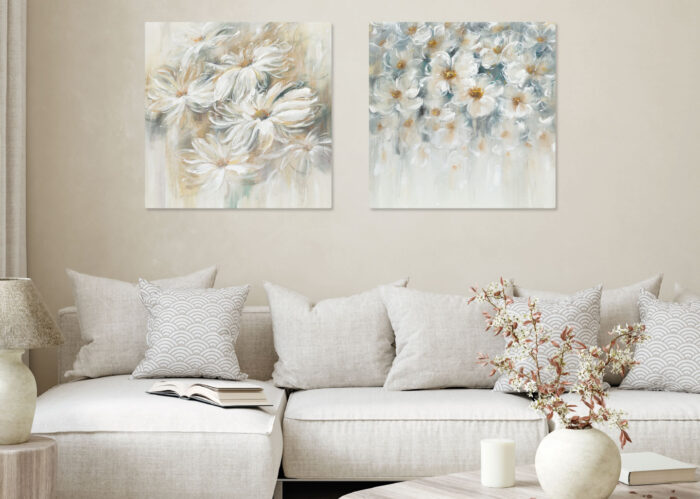 QUADRO CASCATA DI FIORI 80 X 80  AG140216 AGAVE QUADRI - immagine 2