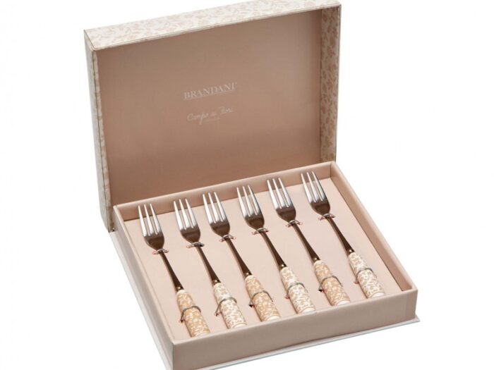 BOMBONIERA FORCHETTINA CAMPO AI FIORI SET 6 PZ INOX - BRANDANI