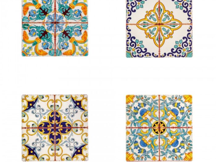 BOMBONIERA PIASTRELLA MEDICEA DECORI ASSORTITI CERAMICA/SUGHERO - BRANDANI