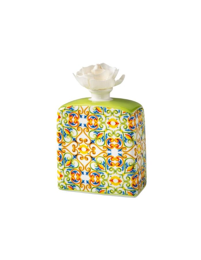 BOMBONIERA DIFFUSORE DI FRAGRANZA MEDICEA GIGLIO PORCELLANA CON FIORE IN CARTA DUREVOLE - BRANDANI