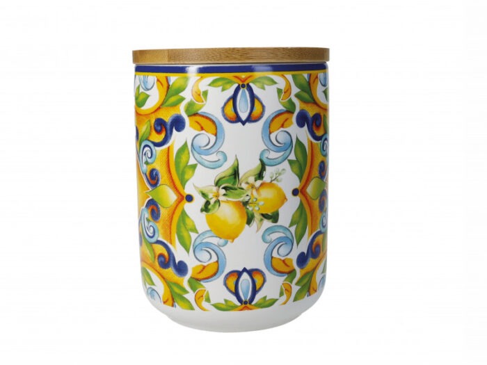 BOMBONIERA BARATTOLO CITRUS IN NEW BONE CHINA CON TAPPO ERMETICO BAMBU' - BRANDANI