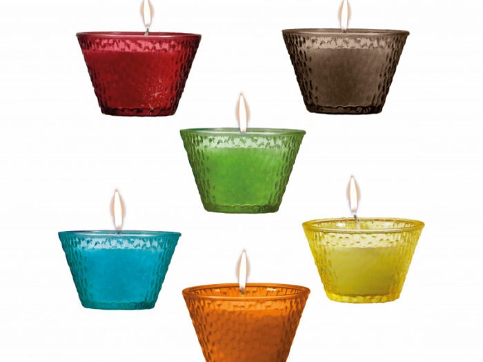 BOMBONIERA LOVE LIGHT 6 COLORI ASSORTITI VETRO/CERA - BRANDANI