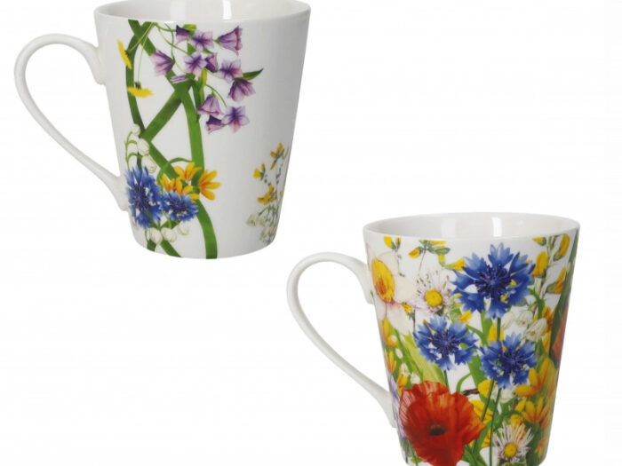 BOMBONIERA MUG FIORI DI CAMPO SET 2 PEZZI NEW BONE CHINA - BRANDANI