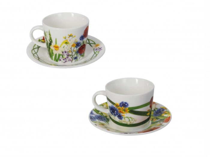 BOMBONIERA  TAZZINA CAFFE FIORI DI CAMPO SET 2 PEZZI NEW BONE - BRANDANI
