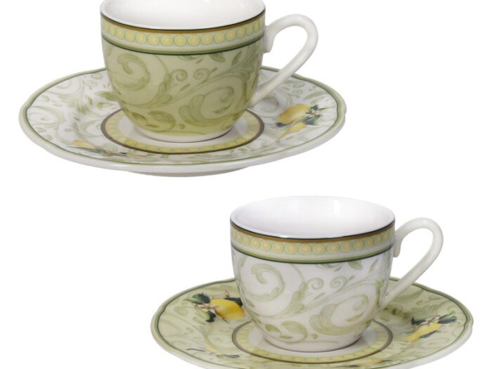 BOMBONIERA TAZZINA CAFFE' I LIMONI SET 2 PEZZI NEW BONE CHINA - BRANDANI