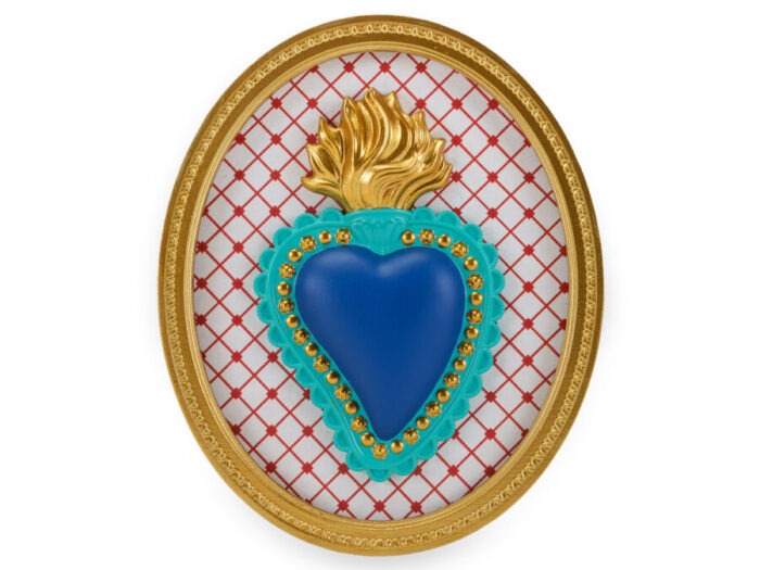 BOMBONIERA CORNICE OVALE ORO CON CUORE SACRO AZZURRO - HENRIETTE