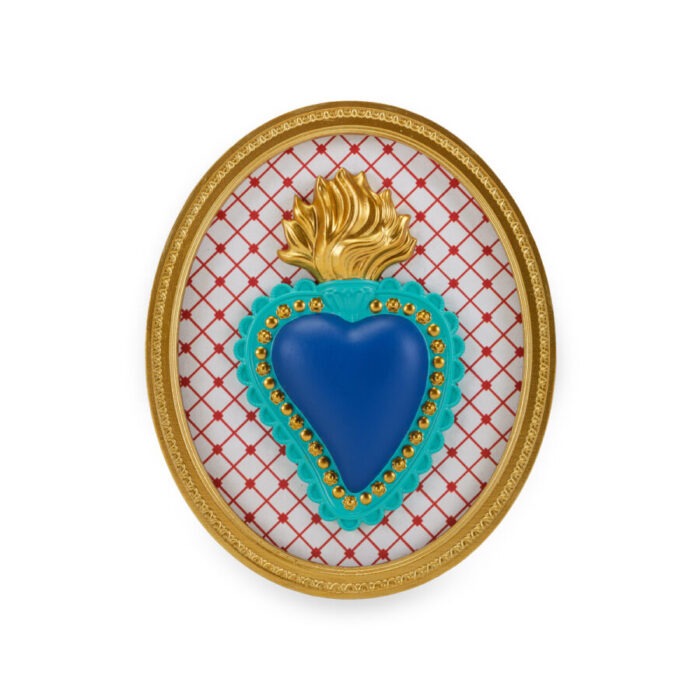 BOMBONIERA CORNICE OVALE ORO CON CUORE SACRO AZZURRO - HENRIETTE