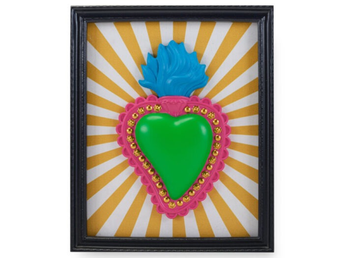 BOMBONIERA CORNICE RETT. NERA CON CUORE SACRO VERDE - HENRIETTE