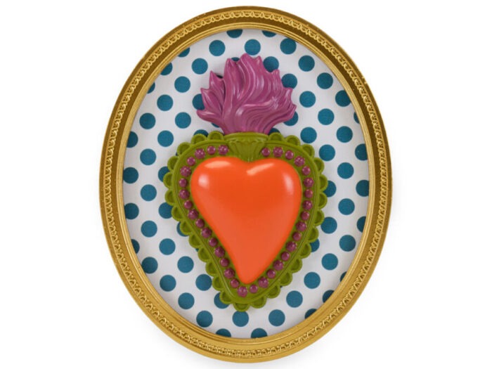 BOMBONIERA CORNICE ORO OVALE CON CUORE SACRO - HENRIETTE