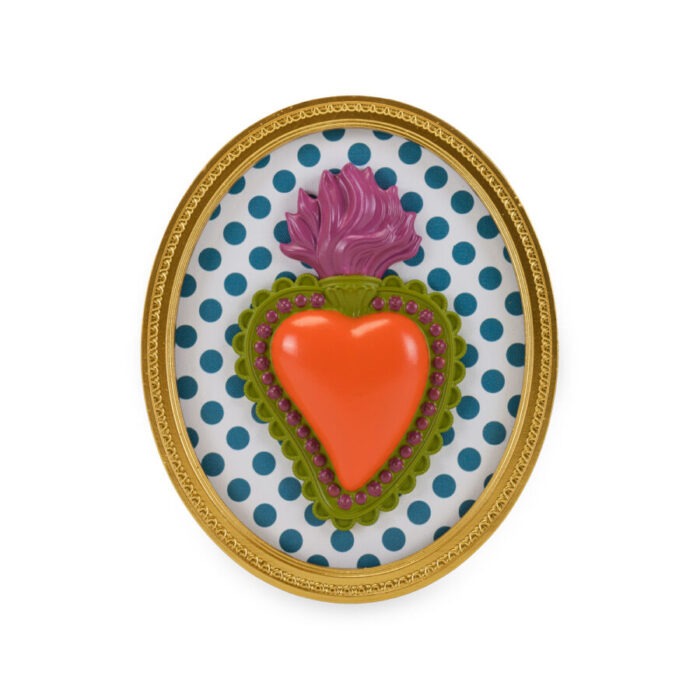 BOMBONIERA CORNICE ORO OVALE CON CUORE SACRO - HENRIETTE
