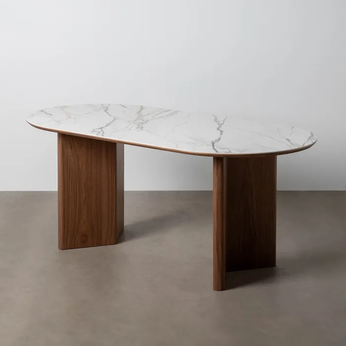Tavolo da pranzo bianco e marrone 180 x 90 x 76h cm - immagine 2