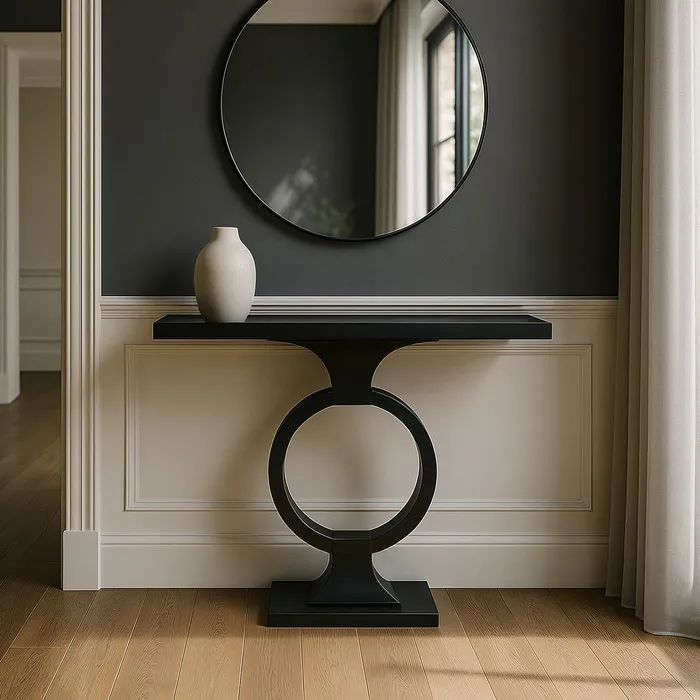 CONSOLLE NERO METALLO CRISTALLO 90 X 32 X 80 CM - 615020