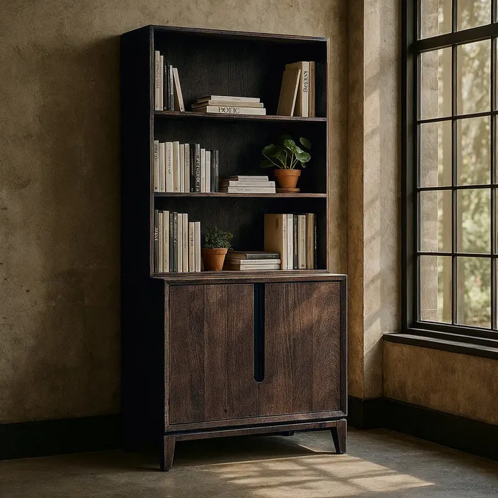 LIBRERIA MARRONE LEGNO DI MANGO 100 X 50 X 195 CM - 615135 - immagine 2