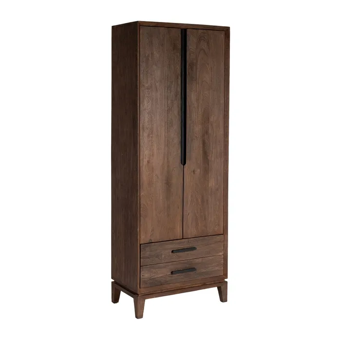 ARMADIO MARRONE LEGNO DI MANGO SOGGIORNO 75 X 40 X 200 CM - 615136 - immagine 3
