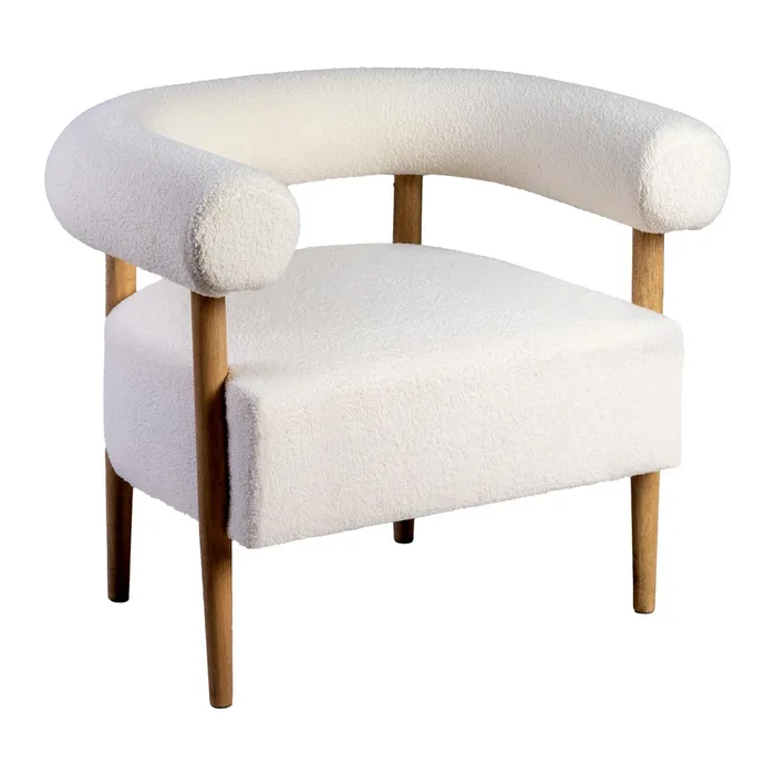 POLTRONA BEIGE TESSUTO-LEGNO SOGGIORNO 80 X 67 X 69 CM - 615247 - immagine 3