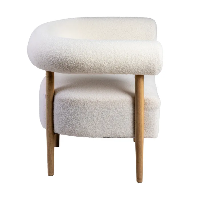 POLTRONA BEIGE TESSUTO-LEGNO SOGGIORNO 80 X 67 X 69 CM - 615247 - immagine 4