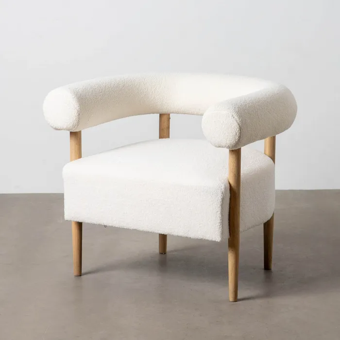 POLTRONA BEIGE TESSUTO-LEGNO SOGGIORNO 80 X 67 X 69 CM - 615247 - immagine 2