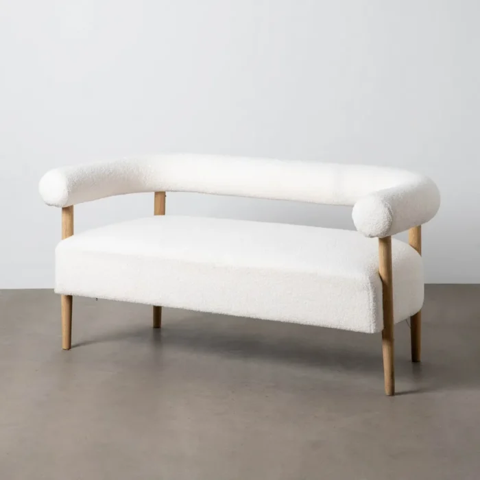 DIVANO 2 POSTI BEIGE TESSUTO-LEGNO 143 X 67 X 69 CM - 615248