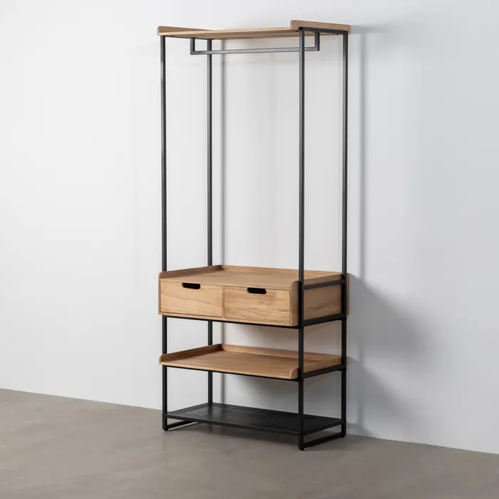 APPENDIABITI CASSETTONE NATURALE-NERO 80 X 48 X 192,50 CM - immagine 3