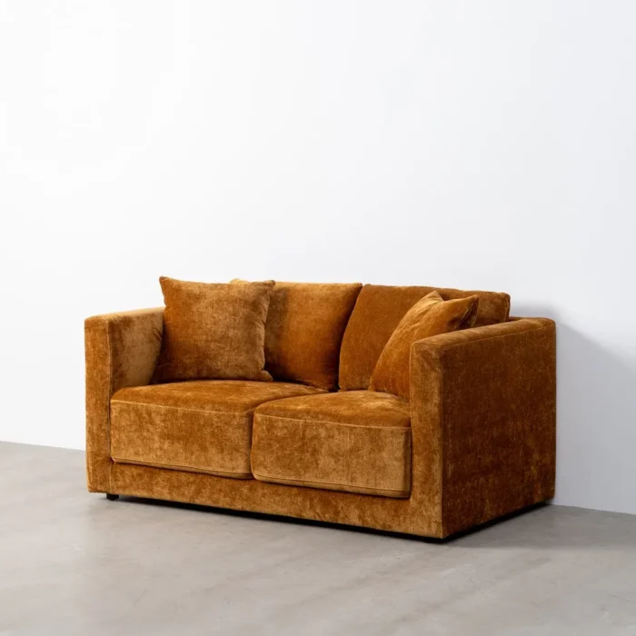 DIVANO 2 POSTI OCRE TESSUTO-LEGNO 165 X 96 X 86 CM - 615448