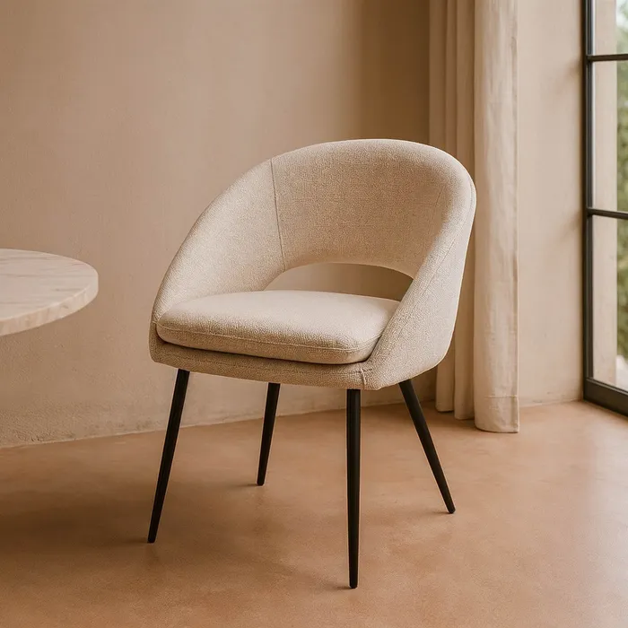 SEDIA CREMA TESSUTO-METALLO CONTRACT 58 X 60 X 80 CM