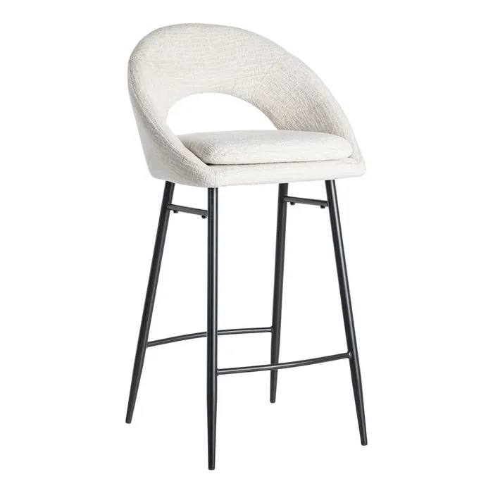 Sgabello contract crema in tessuto e struttura in metallo 53 x 48 x 100 cm - immagine 2