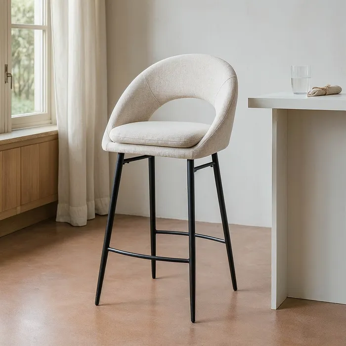 SGABELLO CREMA TESSUTO-METALLO CONTRACT 53 X 48 X 100 CM