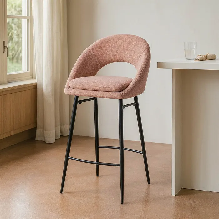 SGABELLO ROSA TESSUTO-METALLO CONTRACT 53 X 48 X 100 CM