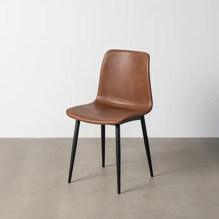 SEDIA IN METALLO MARRONE - SIMILPELLE 45 X 47 X 81 CM