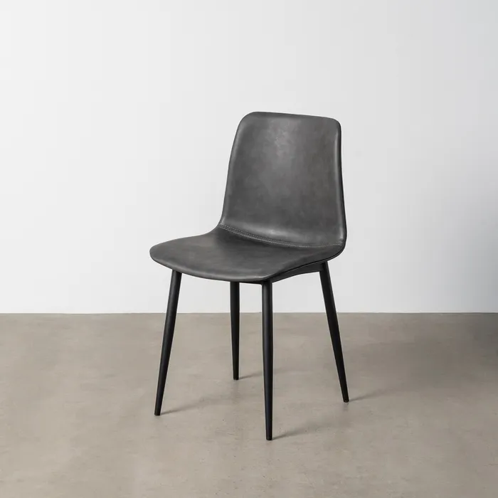 SEDIA IN METALLO NERO - SIMILPELLE 45 X 47 X 81 CM