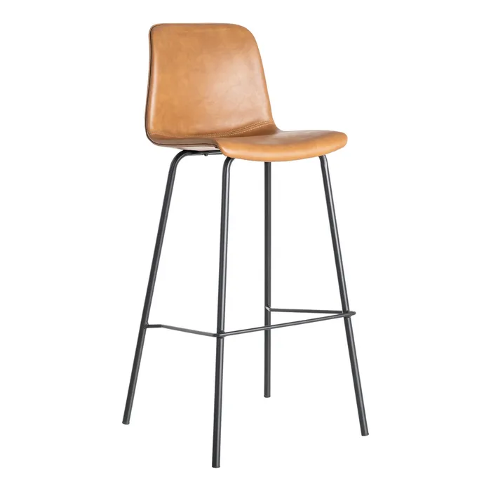 Sgabello in metallo e similpelle cammello 47 x 47 x 103 cm - immagine 2