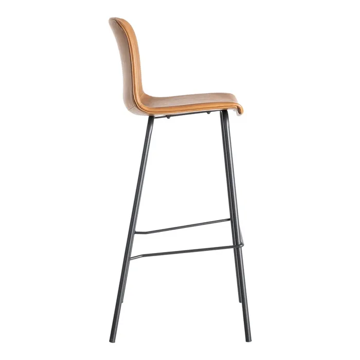 Sgabello in metallo e similpelle cammello 47 x 47 x 103 cm - immagine 4