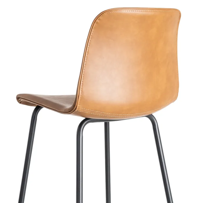 Sgabello in metallo e similpelle cammello 47 x 47 x 103 cm - immagine 6