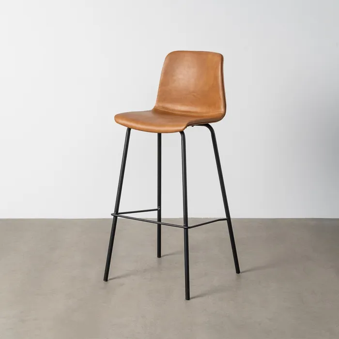 SGABELLO IN METALLO - SIMILPELLE CAMELLO / 47x47x103 cm