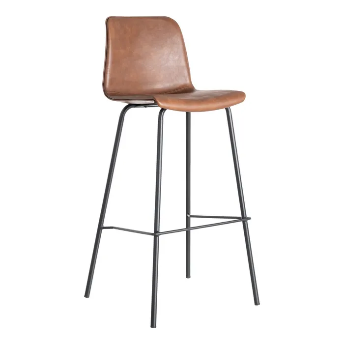 Sgabello in metallo e similpelle marrone 47 x 47 x 103 cm - immagine 3