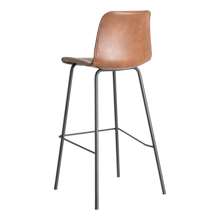 Sgabello in metallo e similpelle marrone 47 x 47 x 103 cm - immagine 6