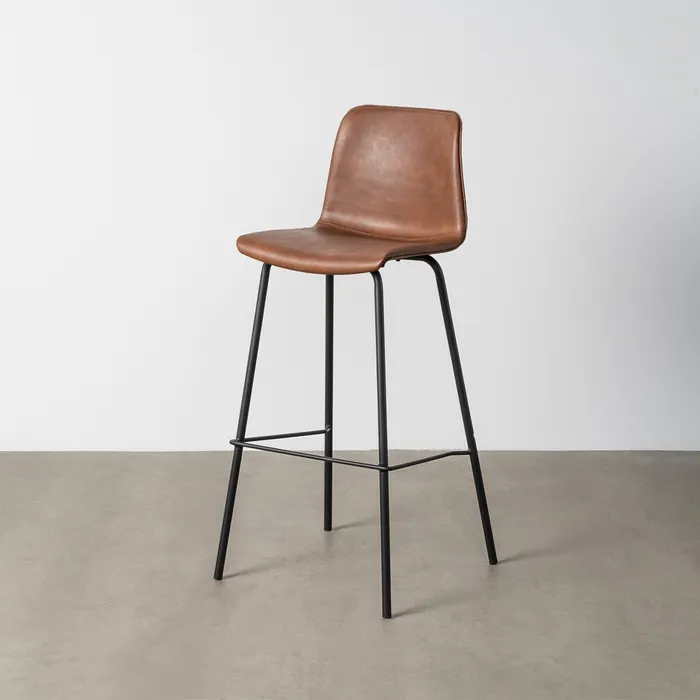 Sgabello in metallo e similpelle marrone 47 x 47 x 103 cm - immagine 2