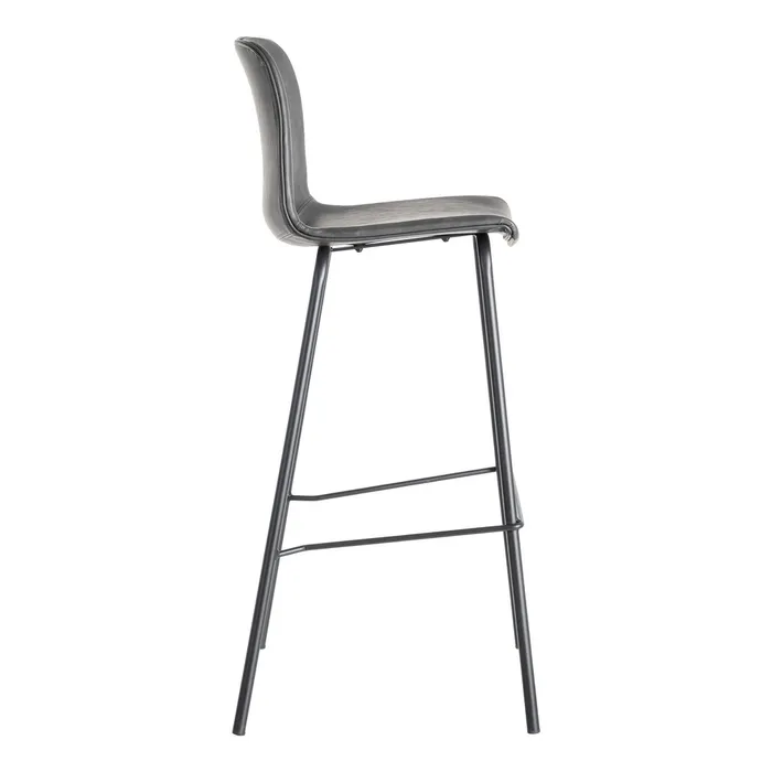 Sgabello in metallo e similpelle nero 47 x 47 x 103 cm - immagine 3