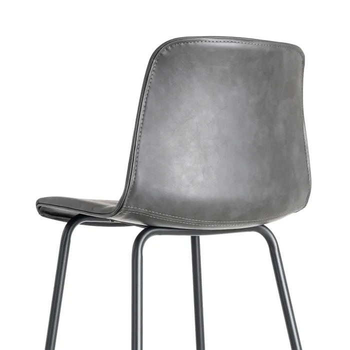 Sgabello in metallo e similpelle nero 47 x 47 x 103 cm - immagine 5