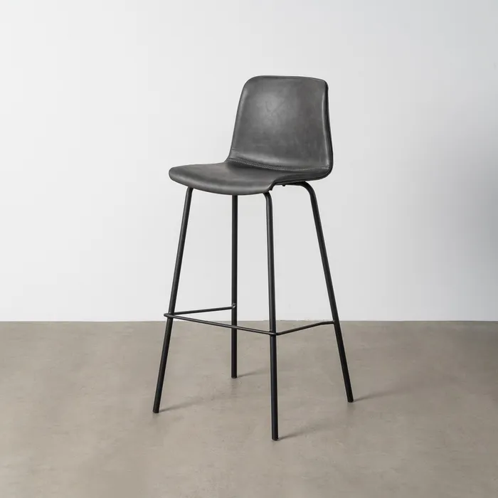 SGABELLO IN METALLO NERO / SIMILPELLE 47x47x103 cm