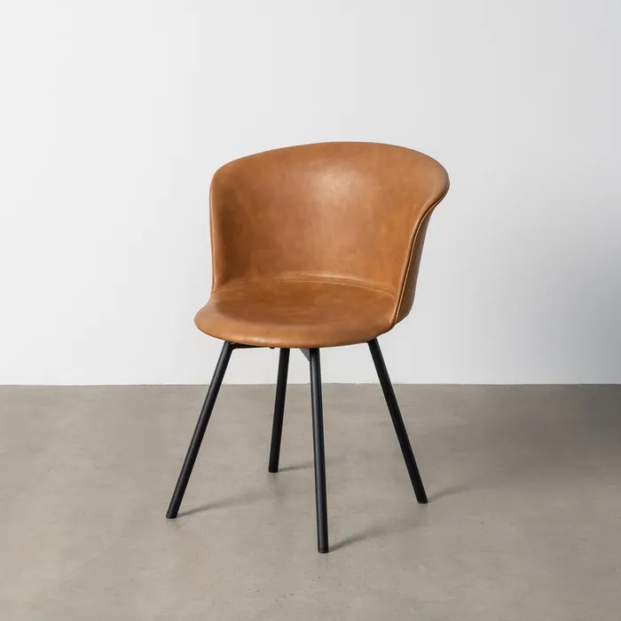 SEDIA IN METALLO CAMMELLO / SIMILPELLE 53 X 51,50 X 76 CM