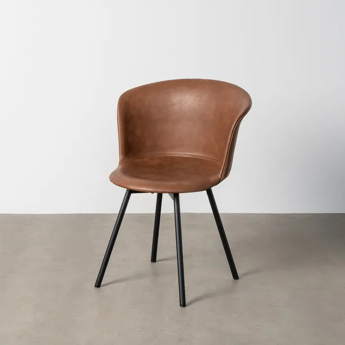 SEDIA IN METALLO MARRONE / SIMILPELLE 53 X 51,50 X 76 CM