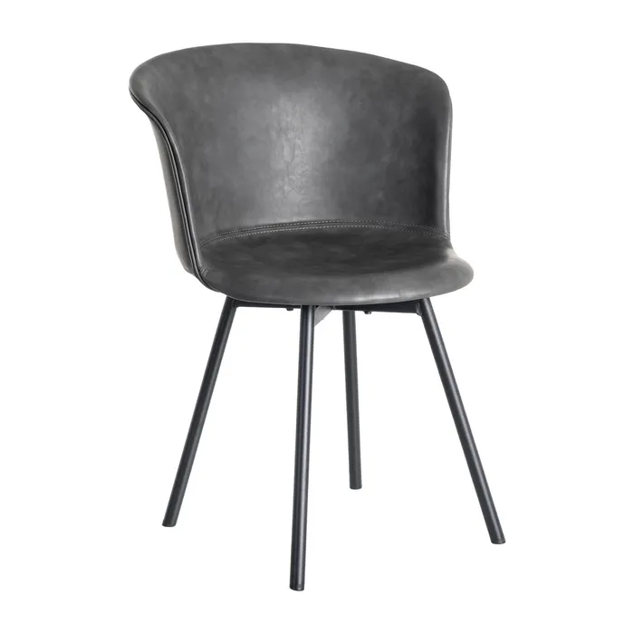SEDIA IN METALLO NERO / SIMILPELLE 53x51,50x76 cm - immagine 2