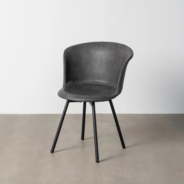 SEDIA IN METALLO NERO / SIMILPELLE 53x51,50x76 cm