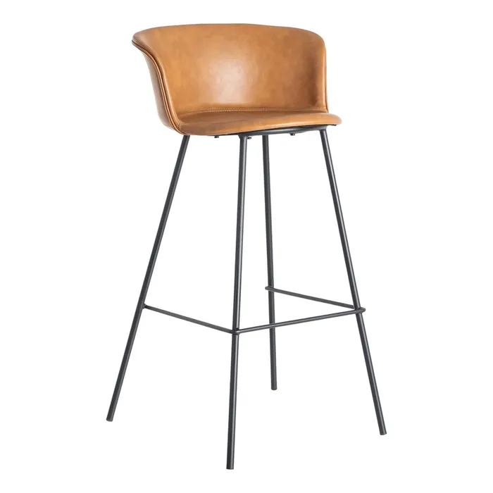 SGABELLO IN METALLO / SIMILPELLE CAMELLO 44,50x48,50x93,50 cm - immagine 2